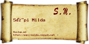 Sápi Milda névjegykártya